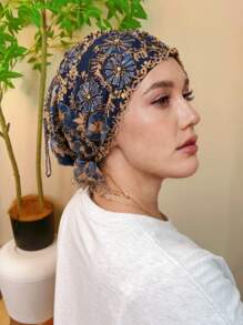1 buc. Model floral cu dungi, floral (combinație), casual, boem, petrecere, drăguț, poliester, mărgele, stras, ciucure, broderie, patchwork, eșarfă pentru cap, potrivită pentru zi cu zi, acasă, vacanță, întâlnire de seară, cadou, toate anotimpurile, decor elegant cu ciucure din mărgele acrilice, decor cu coadă de pește, stras, broderie florală, decor