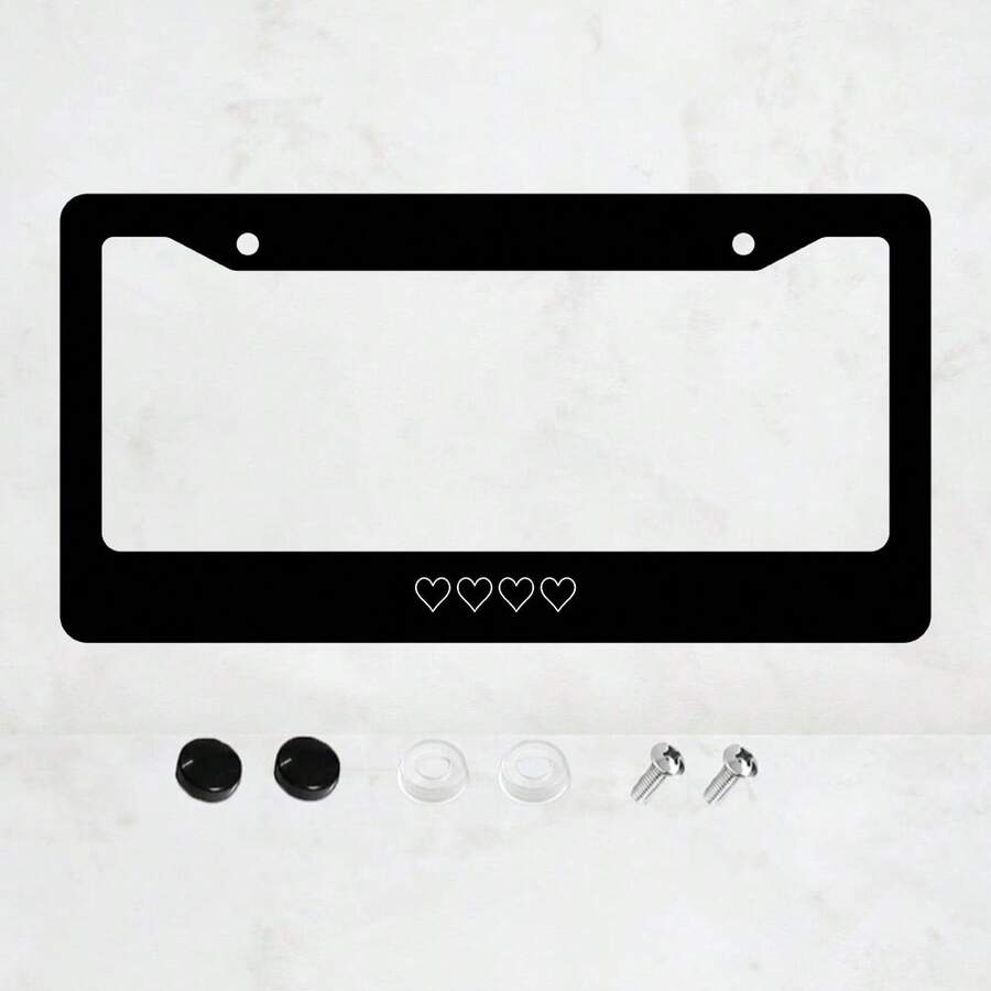 White Heart Style License Plate Prame Aluminium Rust-Proof Auto Parts License Plate Decorative Screws Fit Standard 2 Holes 1 U.S. License Plate, 12.2x 6.3 Inch - 12x6 inch - Xem 1