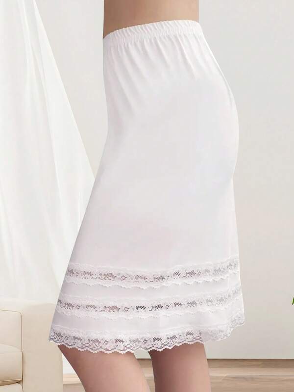 Women's Lace Trim Slip Skirt, Anti-Transparent And Anti-Flashing, Fashion Mini Skirt