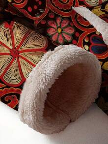 معطف نسائي بطراز بوهيمي مطبوع بالأزهار مع جيب وتريم متباين أحادي الصدر مزود بقبعة