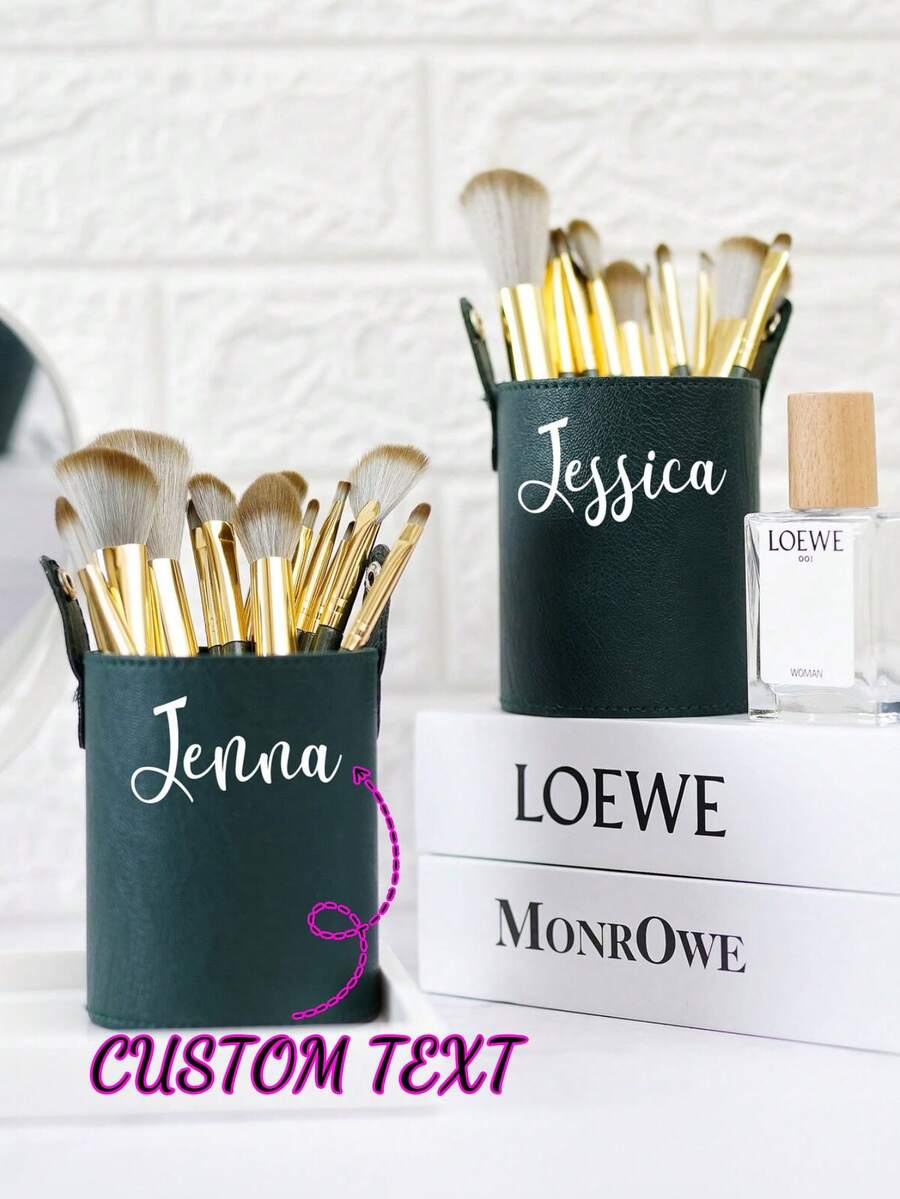 Organizador personalizado y personalizado para brochas de maquillaje, soporte para brochas de maquillaje, juego completo de brochas para sombras de ojos, polvos, base, rubor, contorno, herramientas de maquillaje, regalo creativo para el Día de San Valentín, regalo de cumpleaños - Unitalla - Ver 1