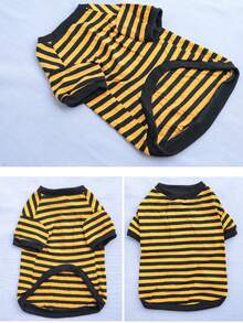Striped Short Sleeve Pet Outerwear For Pomeranian & Poodle Dogs