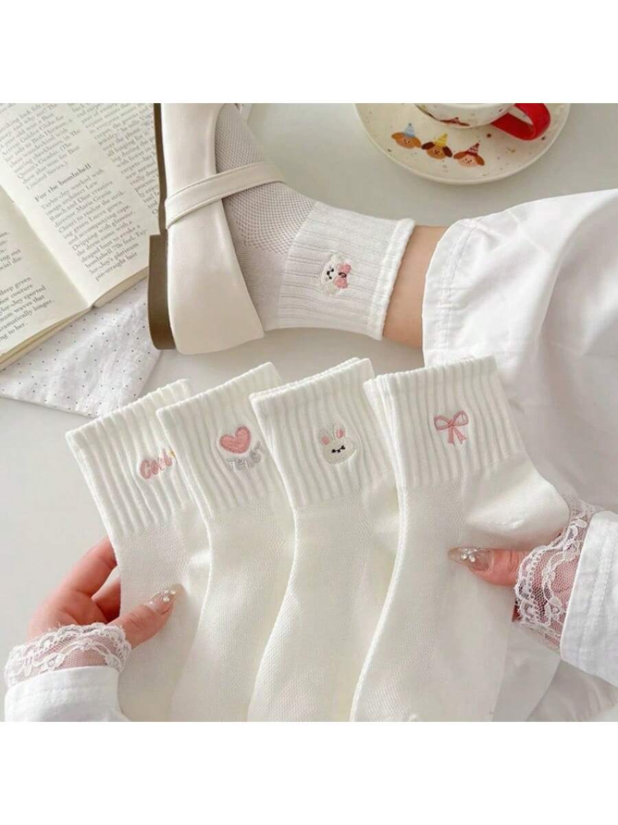 5 أزواج من الجوارب الكورية الأنيقة للنساء، جوارب ق...