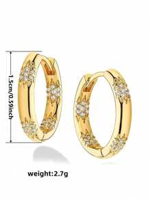 1 Pair Fashion Cubic Zirconia Hoop Earrings For Women For Party Engagement Anniversary Jewelry Valentine's Day Gift