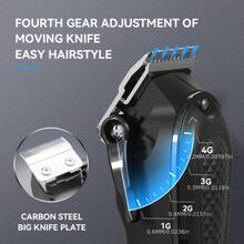 KEMEI KM-1071 Hair Salon Or Home Hair Clipper, Four Speed Adjustment, Carbon Steel Blade, USB Charging, Long-Lasting Battery Life - KM-1071 - View 8