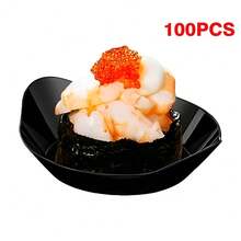 200/100/50 件 1 盎司迷你甜点盘，黑色小黑色开胃菜盘，用于盛放开胃菜、芝士蛋糕、草莓、冰淇淋 - 黑色 - 查看 16