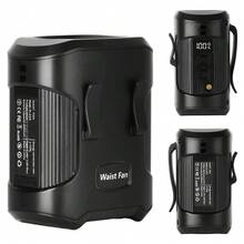 Portable Camping Fan Outdoor Waist Fan Hanging Fan Large Capacity Long Battery Life Camping Emergency Light Household Electric Fan  USB Rechargeable Lighting   For Tent, Beach, Jobsite, Office, Emergency-Black - 黑色 - 查看 3