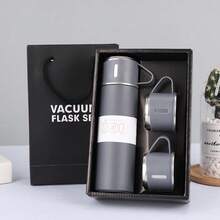 1 Stück 500ml/16,9oz Edelstahl Vakuumisolierte Wasserflasche Set (inklusive 2 zusätzliche Deckel) - Thermoisoliert, geeignet für heiße & kalte Getränke, ideal für Büro und Schule