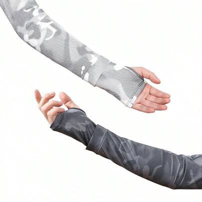 1pc Polyester Camouflage Arm Sleeve, Casual Summer Sun Protection Arm Cover, Breathable Outdoor Fishing UV Protection Arm Sleeve, Camouflage Face Mask Neck Gaiter For Men And Women