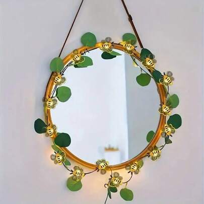 1pc 3.2/6.5/9.8ft Indoor Decorative Bee Copper Wire Lights, Battery Powered, Indoor Plant Decor Lights, Christmas Dining Table Decor Lights, Christmas Tree Decor Lights