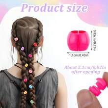 D200Pcs Rainbow Mini Hair Beads Plastic Hair Clips Braid Clips Cute Hair Decorations For Girls Women Hair Accories 5001 - 豐富多彩的 - 查看 5