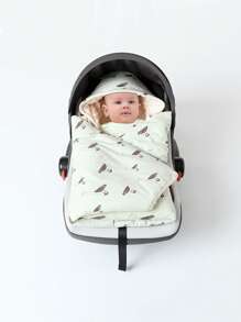 1pc Baby Cotton + Fleece Swaddle Blanket, Stroller Cover, Car Seat Wrap, Warm Infant Carrier Blanket For Autumn/Winter