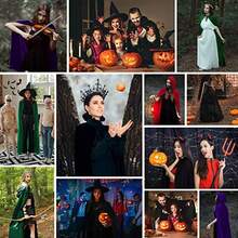 Capa Con Capucha Terciopelo Para Disfraces Halloween Cosplay, Capa unisex con capucha, larga, de terciopelo, para Halloween y Navidad - Negro - Ver 7