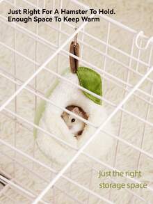 1 Peça Cama de Estimação Confortável em Formato Semi-Pêra, Detalhes em Verde, Material de Poliéster Macio, Quente e Aconchegante, Adequada para Hamsters, Ratos e Outros Animais Pequenos, Com Design de Acessório Pendente, Adequada para Todas as Estações, Acessório de Cama para Hamster - Branco - Visão 3