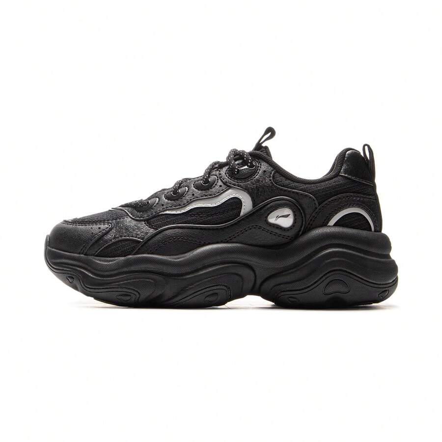 Zapatillas casuales con cordones de espuma de memoria MIA para mujer de Li-Ning, zapatillas de moda clásicas para ir al trabajo, AGCV276 - Negro - Ver 1