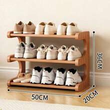 1 pieza Estantería de zapatos de múltiples niveles - Organizador de entrada que ahorra espacio para el hogar, dormitorio y alquiler - Gabinete de zapatos de bambú natural - Granate - Ver 16