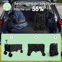 Carrito de jardín Gunji, carrito de mano plegable, carrito de compras, cochecito, capacidad máxima 332 L, capacidad de carga estática 200 KG, adecuado para acampar, playa, jardín, compras y muchas otras aplicaciones.