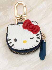 Sanrio 可爱卡通 Hello Kitty 钥匙扣，优质 PU 皮革包袋饰品，3D 蝴蝶结，适合女士的可爱礼物，生日圣诞派对礼物，适用于钱包、配件收纳车内配件 Goth Y2k