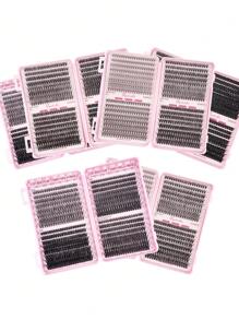 640 DIY D-Curler Eyelash Book, Super Curler Eyelash Extension Set, Multi-Style Eye Makeup Suitable For Beginners, 10-16mm Mixed Length, Natural, Cluster, Fluffy, Dense, Mixed Style, Self-Adhesive, Reusable Lash Clusters, Eyelash Clusters, Individual Eyelashes, Lashes, Fake Lashes