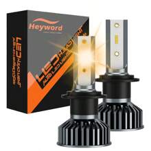 Heyword Heyword 2pcs LED Car Headlight 9005 9006 H13 H11 H7 H4 H1 Car Headlights High Low Beam, 75000LM 800% Brighter Five Color Options6500K/3000K/4300K/8000K/25000K Fast Silent Fan Bright Cob 1860 Chip Plug-N-Play