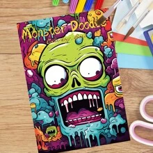 【全新怪兽涂鸦涂色书】1本原创涂色书，22页单面印刷，线条清晰，图案精美，是放松身心的理想之选 | 新年、情人节、圣诞节、生日、学校假期等节日的完美礼物，适合成人、青少年和儿童