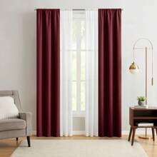 4-Piece Twill Blackout Curtain Set, Rod Pocket, Luscious Merlot, 27.5 X 95 Inches - lusciousmerlot - View 4