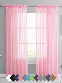 2 件现代透明纯色窗帘，半透明薄纱窗帘，顶部悬挂杆，轻盈透气，滤光，适用于客厅、花园、卧室、厨房、门帘