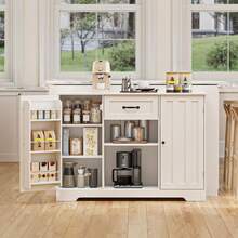 Lofka Sideboard Cabinet With Storage, A Coffee Bar Cabinet With Drawer, Buffet Cabinet Adjustable Shelves,For Bathroom And Living Roomfor Bathroom And Living Room - 白色 - 查看 6