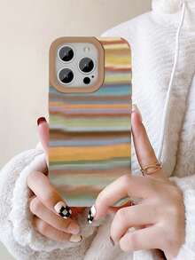 Colorful Gradient Stripes Fur Protective Case, High Value And Stylish, A Perfect Gift For Friends And Family Suitable For 11 12 13 14 15 16 17 17Air X XS Pro Max Plus - Nhiều màu - Xem 5