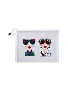 1pc Multi-Color Mesh Bag With Creative Goddess Head Pattern, Charger Storage Bag, Lightweight, Large Capacity, Multi-Function Storage Bag, Travel Toiletry Bag, Suitable For Beach, Vacation, Travel, Picnic, Dating, Practical Digital Bag, Women'S Cosmetic Bag, Student Stationery Bag, Family Medicine Bag, Small Accessories Bag, Suitable For Gift Giving, Back To School Essential, Dormitory Storage - Multicolor - View 14