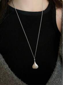 1 pezzo Collana con pendente a goccia geometrico, collana minimalista di colore argento alla moda per donne, adatta per uscite, feste, abbinamento di outfit e regali