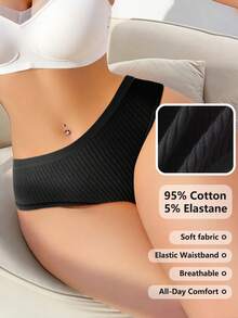 14-Pack Simple Ribbed Women's Underwear Cotton Soft And Comfortable Sexy Thong, Fashionable Solid Color Women's Underwear, XS-XL Size Optional, Spring And Summer Low Waist Seamless Women's Sexy Shorts, Bikini Underwear - 彩色 - 查看 9