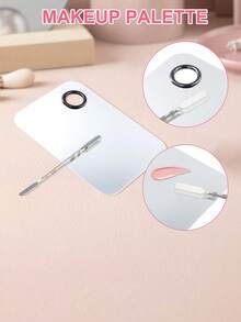 4-Piece Base Makeup Tool Set, Foundation Make-Up Mixing Palette, Color Mixing Stick, Flat Head Foundation Make-Up Brush, Powder Puff, Makeup Artifact, Makeup Accessories Set For Mixing And Preserving Cosmetics - Multicolor - View 5