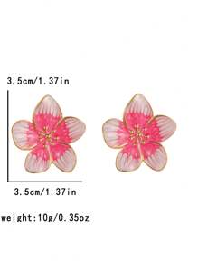 COINBUFF 1 对优雅渐变花朵珐琅 18K 镀金不锈钢耳环，适合女性度假和日常佩戴 - 如圖 - 查看 4