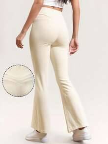 Women's High Waist Stretchy Dress Pants - Slim Fit Work Pants With Tummy Control, Breathable Office To Casual Trousers For Business & Date Night - Beige - View 1