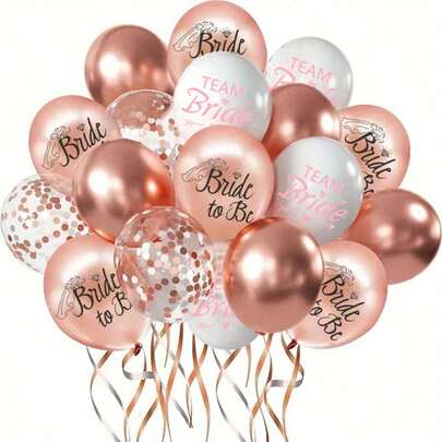 White Rose Golden Balloon With Bride Balloon And Rose Golden Confetti Balloon Set For Bachelorette Party Bridal Shower Adult Wedding Party Decoration Indoor Outdoor Party Decoration Supplies