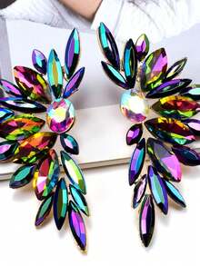 Pair Of Elegant Vintage Exaggerated Drop Earrings With Irregular Long Cubic Synthetic Zirconia Pendants - Multicolor Synthetic Gemstone Dangle Earrings For Women, Design For Daily Wear & Gift Giving, Daily Wear Earrings - Bông tai - Xem 8