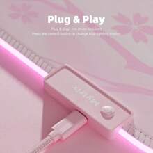 RGB LED Gaming Mouse Pad 14 Modes Glow Pad Extra Large Gaming Mousepad Waterproof Rubber Non Slip Cute Sakura Mat Extended Big Keyboard And Mouse Pad Mat For Gamer Office Home XXL 800*300*4mm - 粉色 - 查看 5