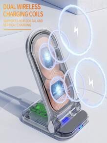 桌面可折叠双线圈无线充电器，支持15W快充，配备4排高效散热孔，设计精美，可折叠，实用又节省空间，是办公桌上为手机等设备快速充电的理想选择。适用于办公室、宿舍、家用手机充电器。 - 彩色 - 查看 7