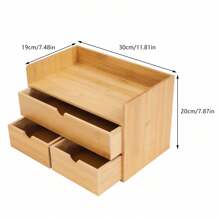 YUNRUX Desk Organizer Bamboo With 3 Drawers, Drawer Organizer Office Storage Box Drawer Box Natural 30x19x20cm
