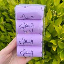 4 Rolls/80pcs Thickened Pet Waste Bags, Scented, Cute Design, Suitable For Cleaning Various Pet Waste, Lemon Fragrance, Multiple Colors & Cute Combinations, Convenient Pet Cleaning Supplies - Blue and White - View 11