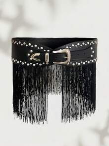 Y2K必备单品！朋克铆钉系带流苏腰带 - 甜美又酷炫的街头风必备单品，亮眼配饰，拍照完美，适合夏季、返校季、秋季、万圣节等场合。