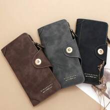 Portafoglio lungo da uomo. Semplice e versatile. Portafoglio da uomo con bottone magnetico. Frizione multi-carta