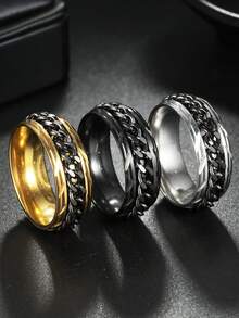 1 chiếc nhẫn xoay bằng thép không gỉ, nhẫn xoay thời trang dành cho nam và nữ. - vòng dây chuyền có thể xoay - Xem 6
