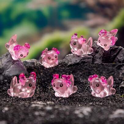 6/12/24 piezas Axolotl de resina en miniatura de coral de colores aleatorios, pequeños y diminutos axolotls de resina para ocultar miniaturas de plástico, figuras de axolotl para decoración del hogar, micro jardín, acuario, manualidades navideñas, regalos de fiesta
