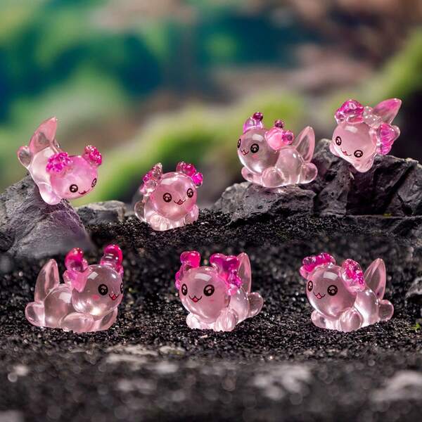 1/6/12/24 peças coral mini resina axolotl colorido pequeno pequeno resina axolotl para esconder miniaturas de plástico figuras axolotl para decoração de casa micro jardim paisagem casa aquário natal artesanato presentes festa favores (cor aleatória)