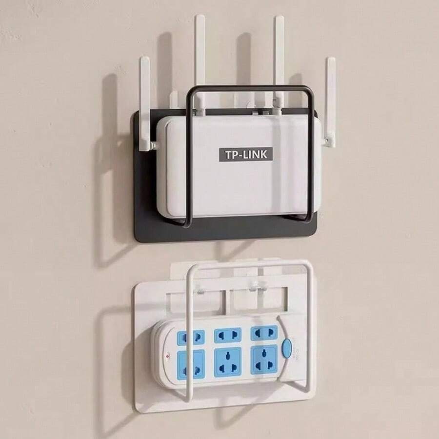 2 件时尚铸铁易安装免钻孔壁挂式路由器支架。机顶盒放置架、Wifi 机架、Wifi 机架固定器壁挂式机顶盒、宽平台电缆盒支架、易安装电源板和调制解调器显示顶架、路由器收纳盒、路由器放置架 Wifi 机架、固定器壁挂式机顶盒支架 - 彩色 - 查看 1