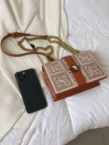 Mini Vintage Square Crossbody Shoulder Bag - Brown - View 9