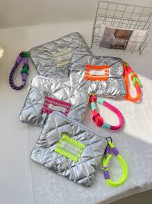 1pc Cute PU High-Quality Coin Purse, Wristlet Travel Makeup Bag, Angled Heart Coin Pouch, Portable Short Wallet, Angled Bow Pattern Organizer Bag, Macaron Color Key Holder, Fashionable Eyeglass Case, Phone Case, Tissue Box, Easter Essential, Birthday Gift, Fashionable Polyester Material, Handwash Or Dry Clean - Multicolor - View 3