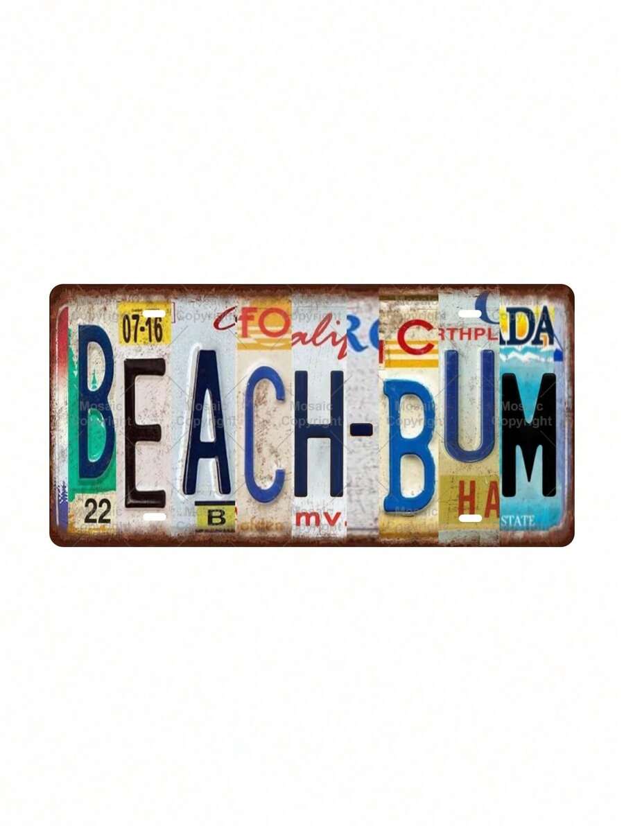 1 cái, Biển số xe bằng kim loại không dập nổi hình chữ "BEACH BUM" (11,81" X 5,91" / 30 X 15cm), Trang trí nhà mới lạ, Trang trí phòng, Trang trí tường, Trang trí phòng tắm, Trang trí quán bar, Trang trí quán cà phê, Trang trí nhà để xe, Trang trí nhà nông trại - Nhiều màu - Xem 1